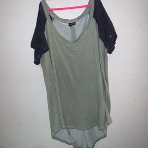 Torrid Lace Sleeve V-Neck Tee